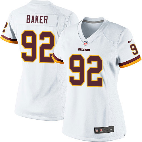Women's Elite Chris Baker Nike Jersey White Road - #92 NFL Washington Redskins
